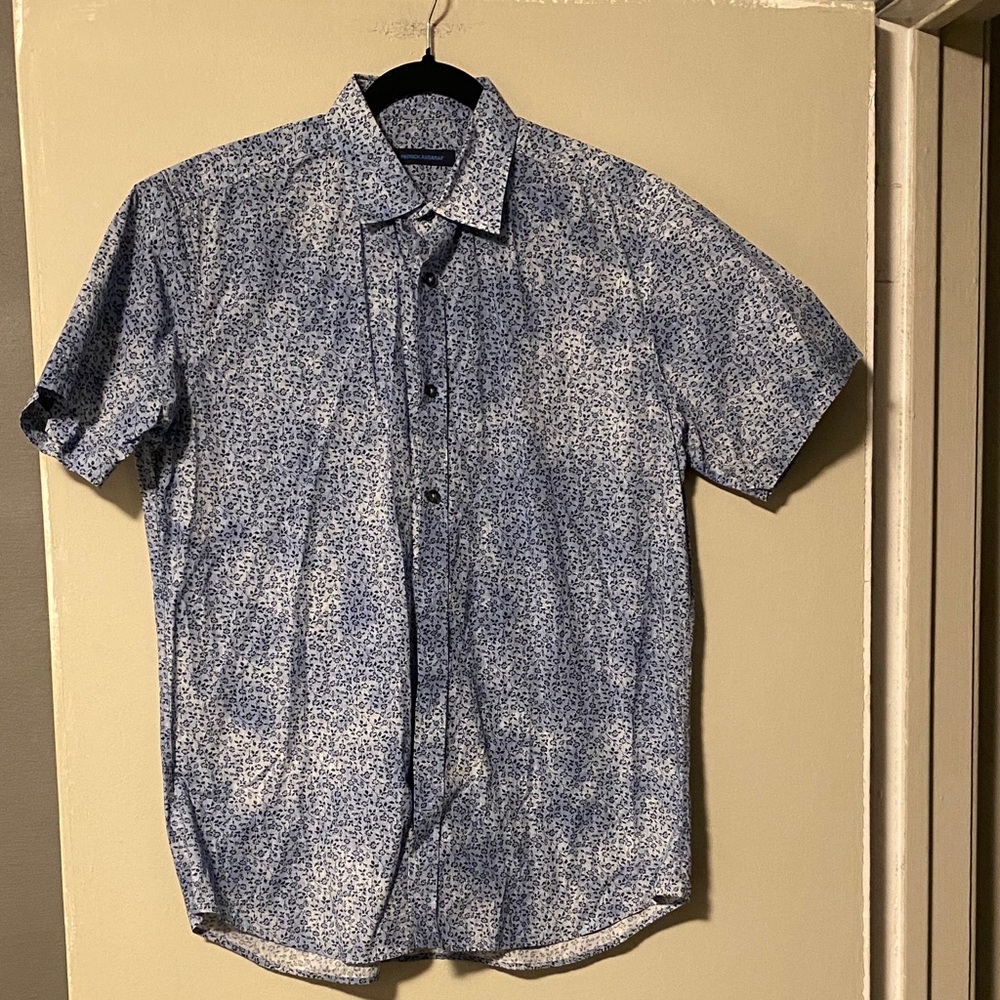 Stylish Blue Patterned Men's Button Down Shirt